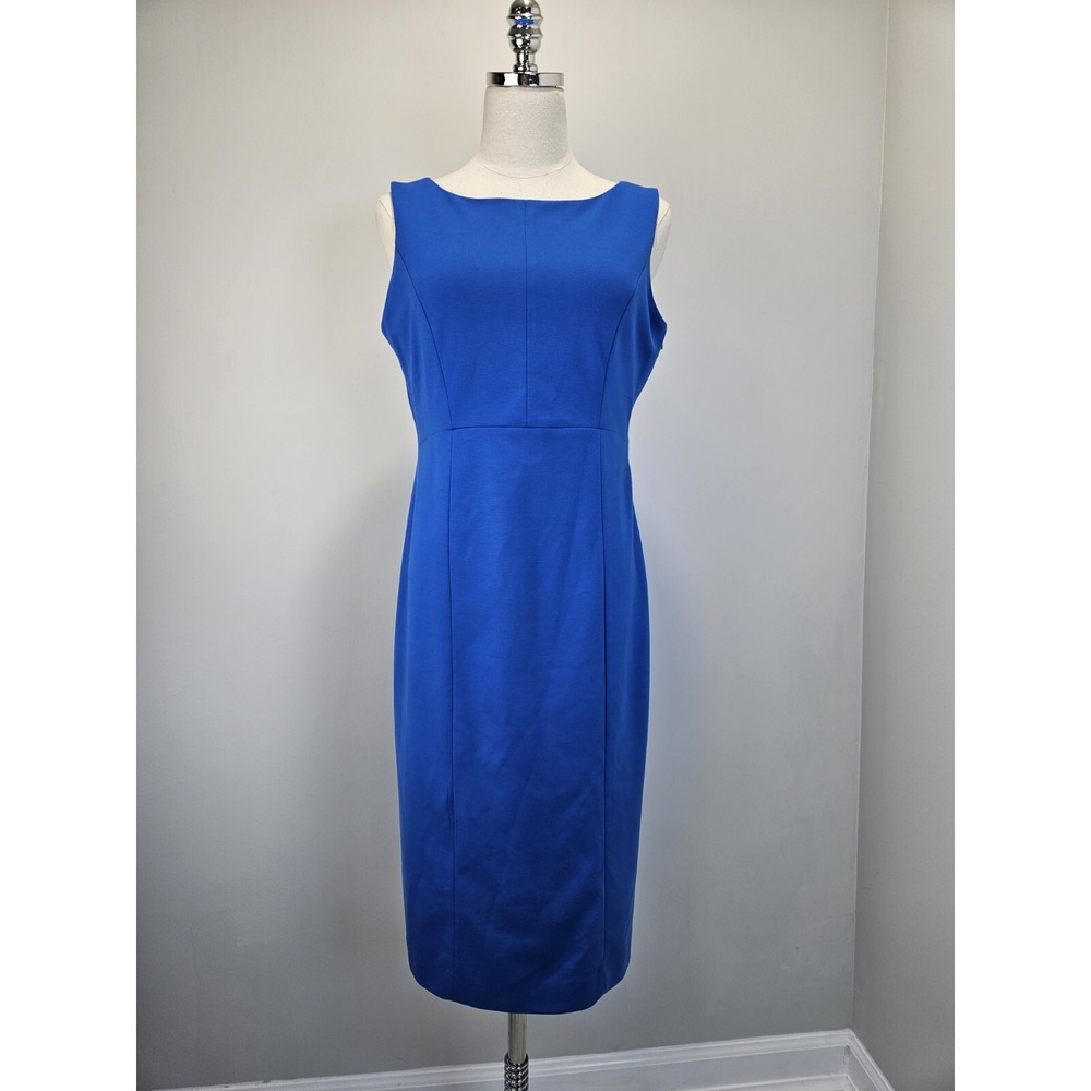 Banana Republic Women Blue Sleeveless V-Back Sheath Midi Dress Size 8